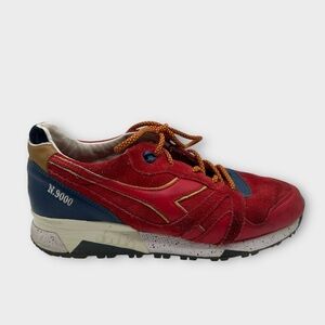 Diadora‎ N9000 x UBIQ "Red Ribbon" Leather Red Blue Shoes Men's Size 10 Nice!